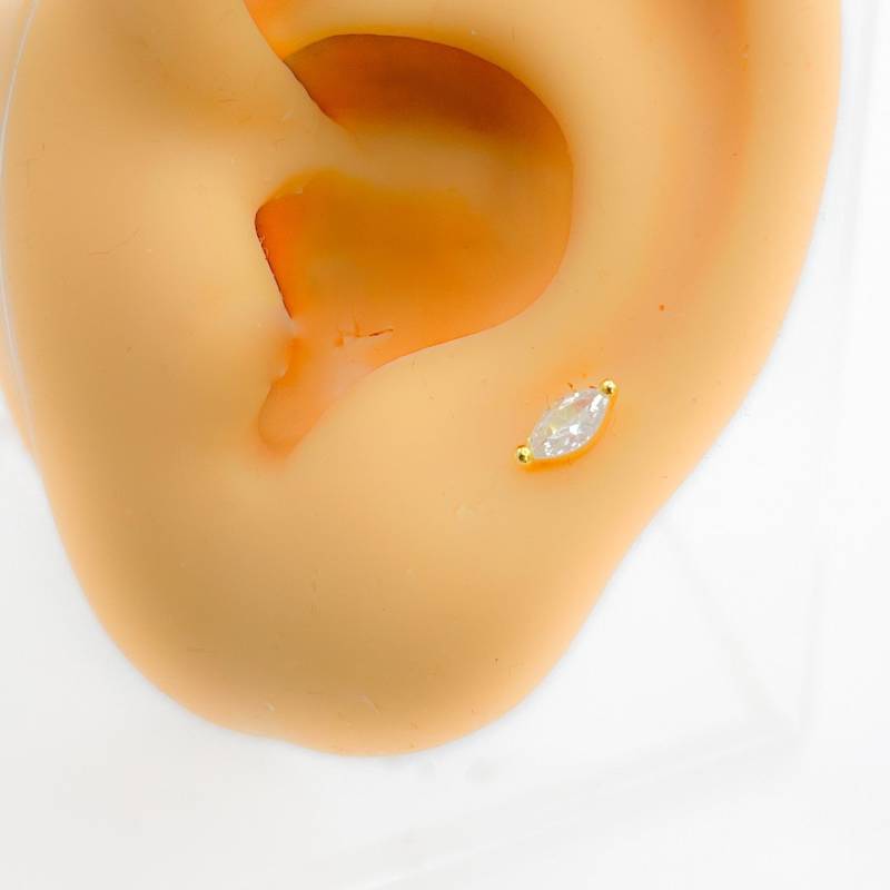 Piercing #273 925 Silber Vergoldet Flat Back Knorpel Helix Tragus von Siristat