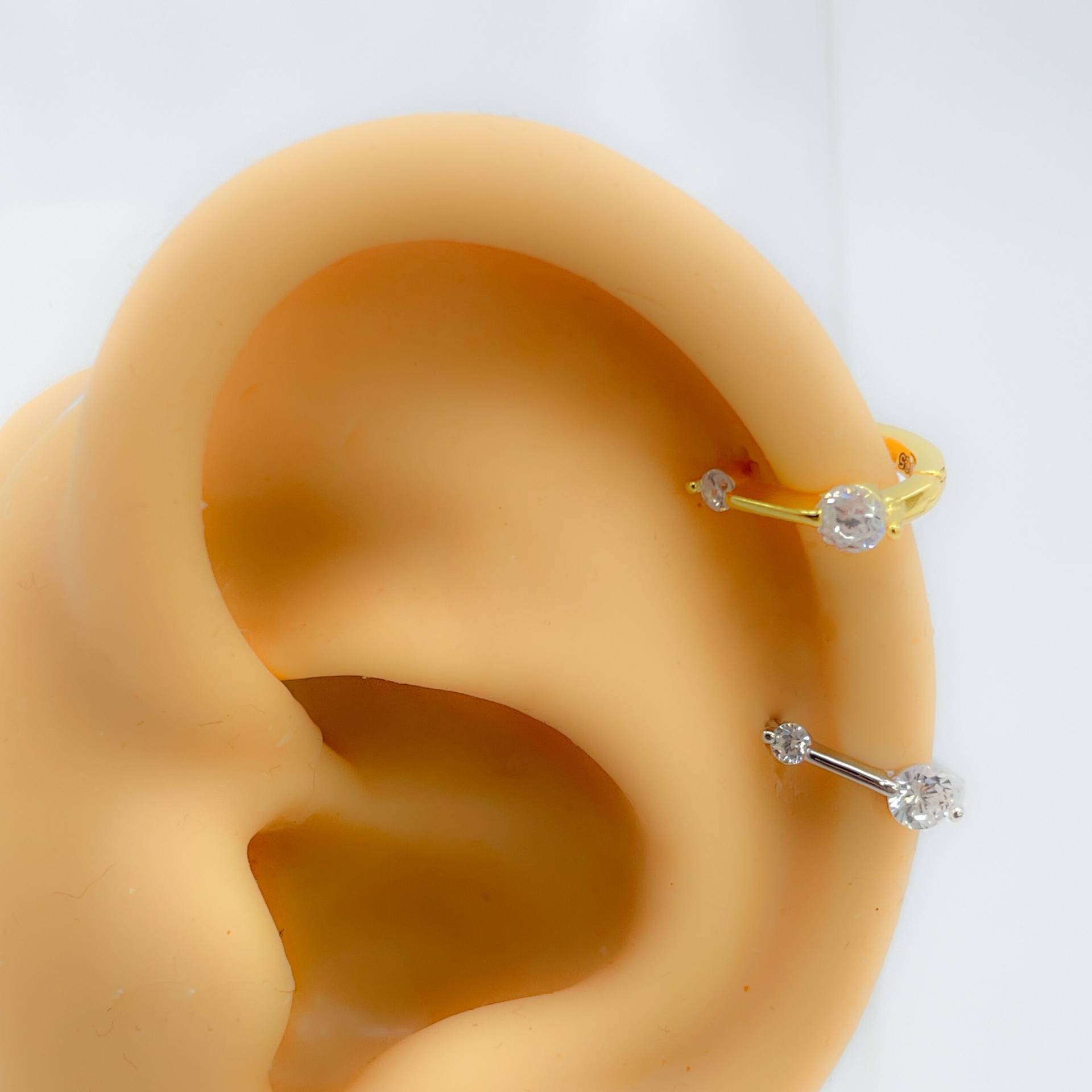 Piercing #281 Helix 925 Silber Vergoldet Strass von Siristat