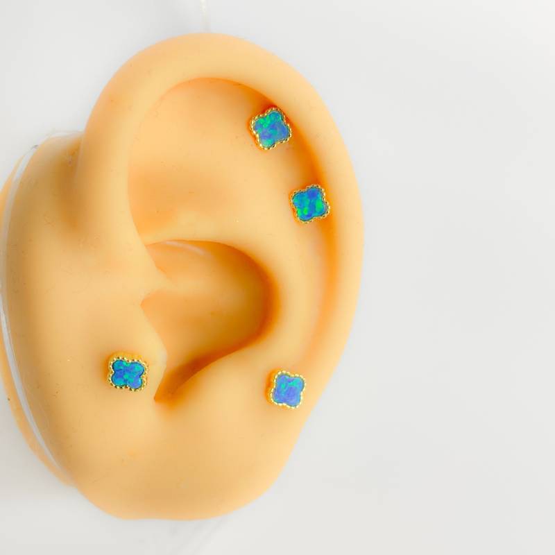 Piercing #286 925 Silber Vergoldet Blau Blume Helix von Siristat