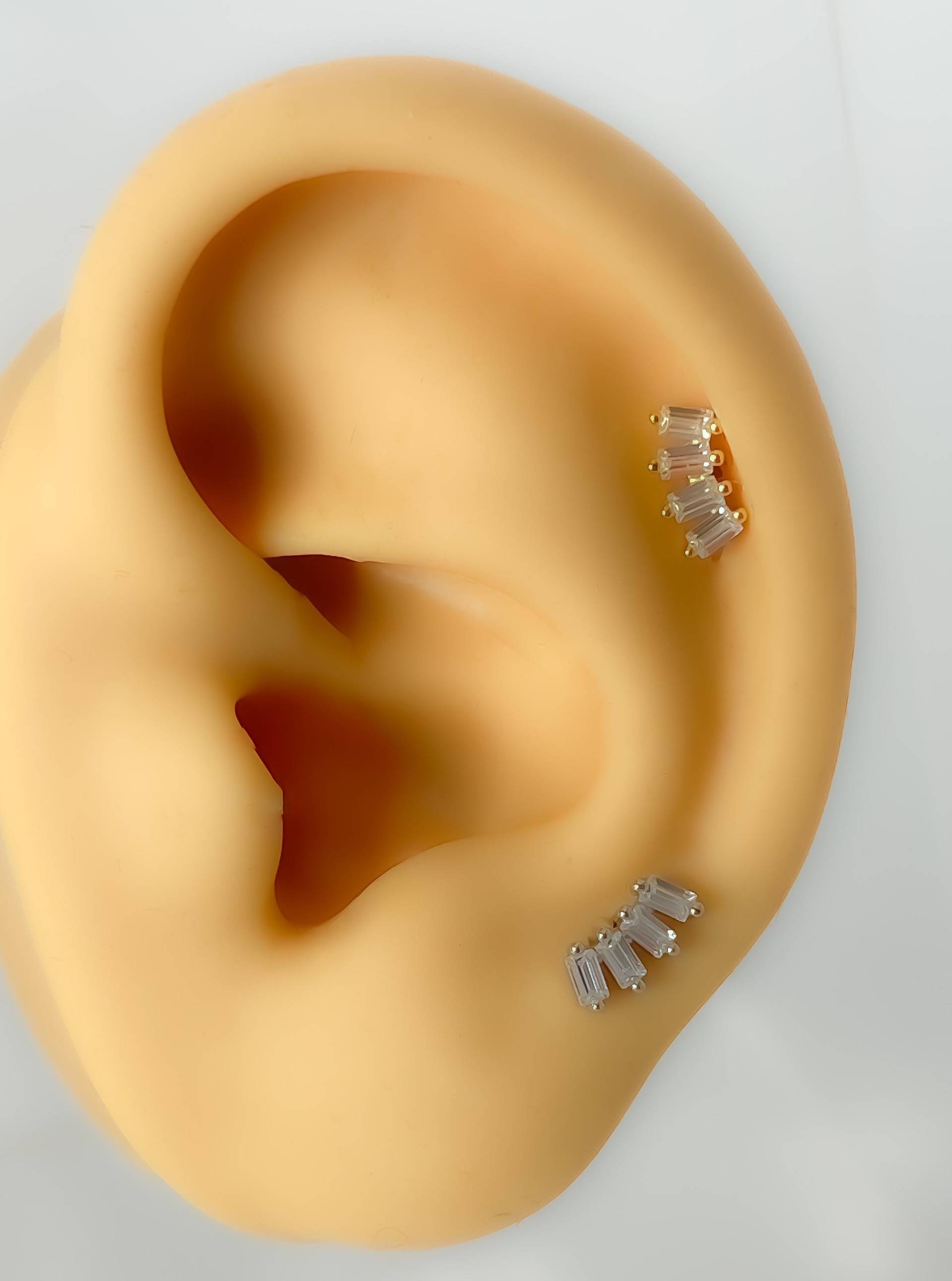 Piercing #290 925 Silber Vergoldet Knorpel Helix Tragus Baguette Handmade Schmuck von Siristat