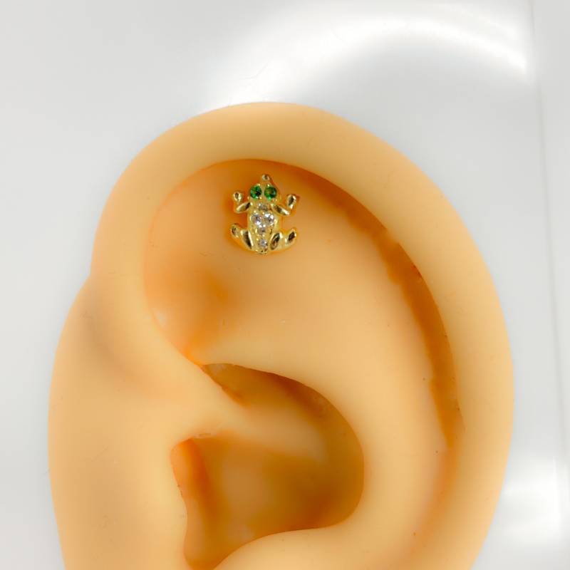 Piercing #293 925 Silber Vergoldet Helix Frosch Frog Tier Knorpel Stecker Ohr von Siristat
