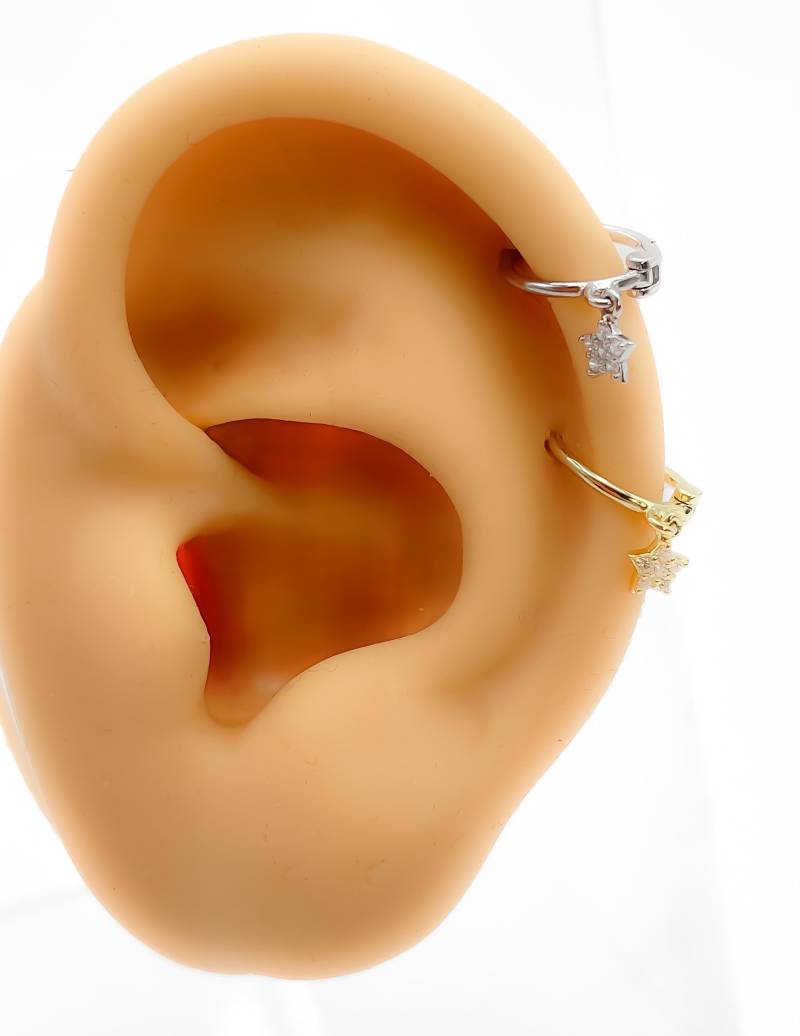 Piercing #303 925 Silber Vergoldet Helix Stern Hoop von Siristat