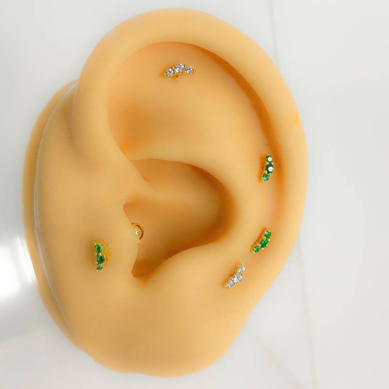 Piercing #307 925 Sterling Silber Vergoldet Helix Tiny Strass Tragus von Siristat