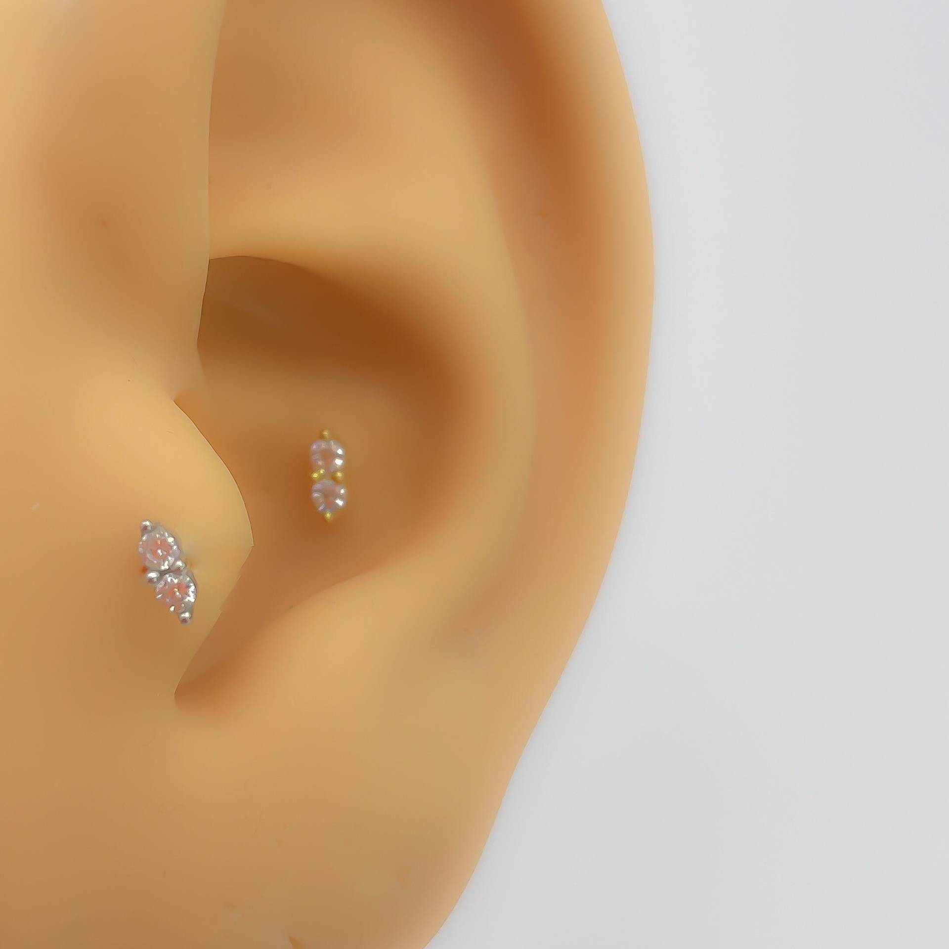 Piercing #310 925 Silber Vergoldet Flat Back Knorpel Helix Tragus Conch Mini Tiny Stecker von Siristat