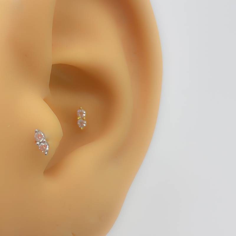 Piercing #310 925 Silber Vergoldet Flat Back Knorpel Helix Tragus Conch Mini Tiny Stecker von Siristat