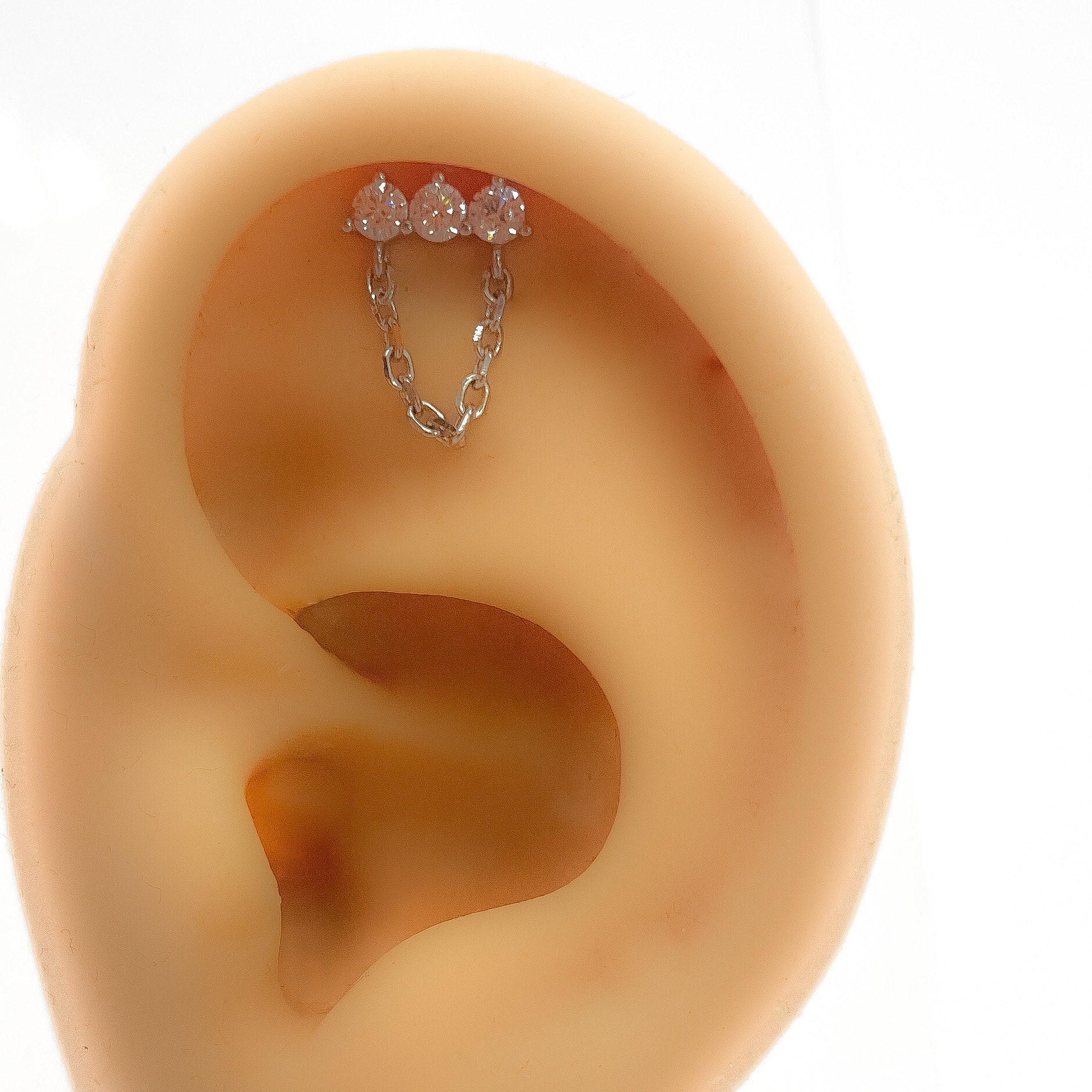 Piercing 925 Silber Vergoldet #297 Kette Strass Knorpel von Siristat