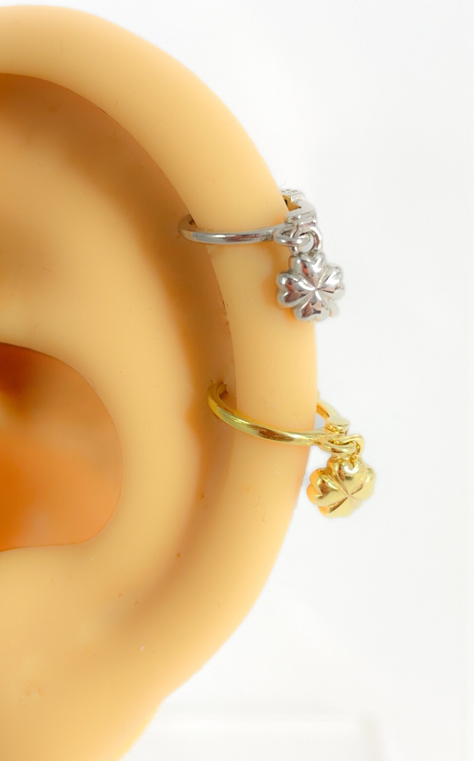 Piercing 925 Silber Vergoldet Lucky Hoop Nr.109 Helix Kleeblatt von Siristat