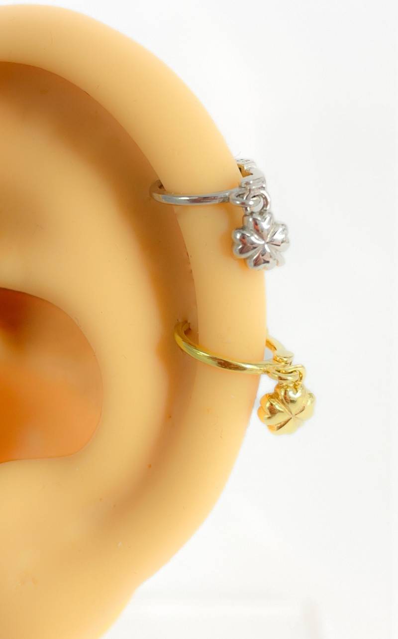 Piercing 925 Silber Vergoldet Lucky Hoop Nr.109 Helix Kleeblatt von Siristat