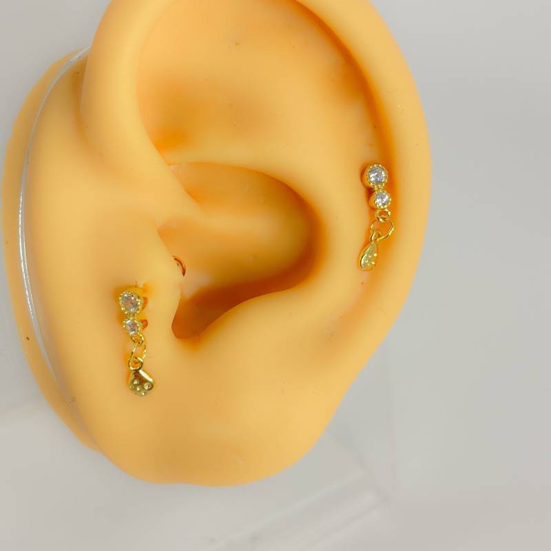 Piercing 925 Sterling Silber Vergoldet #239 Helix Tragus Mini Tiny Boho Kette Knorpel von Siristat