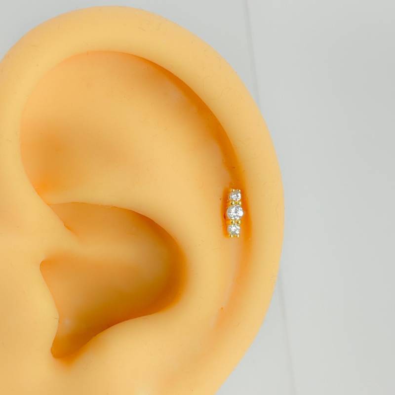 Piercing 925 Sterling Silber Vergoldet Helix Tiny Crystal Tragus Nr.295 von Siristat