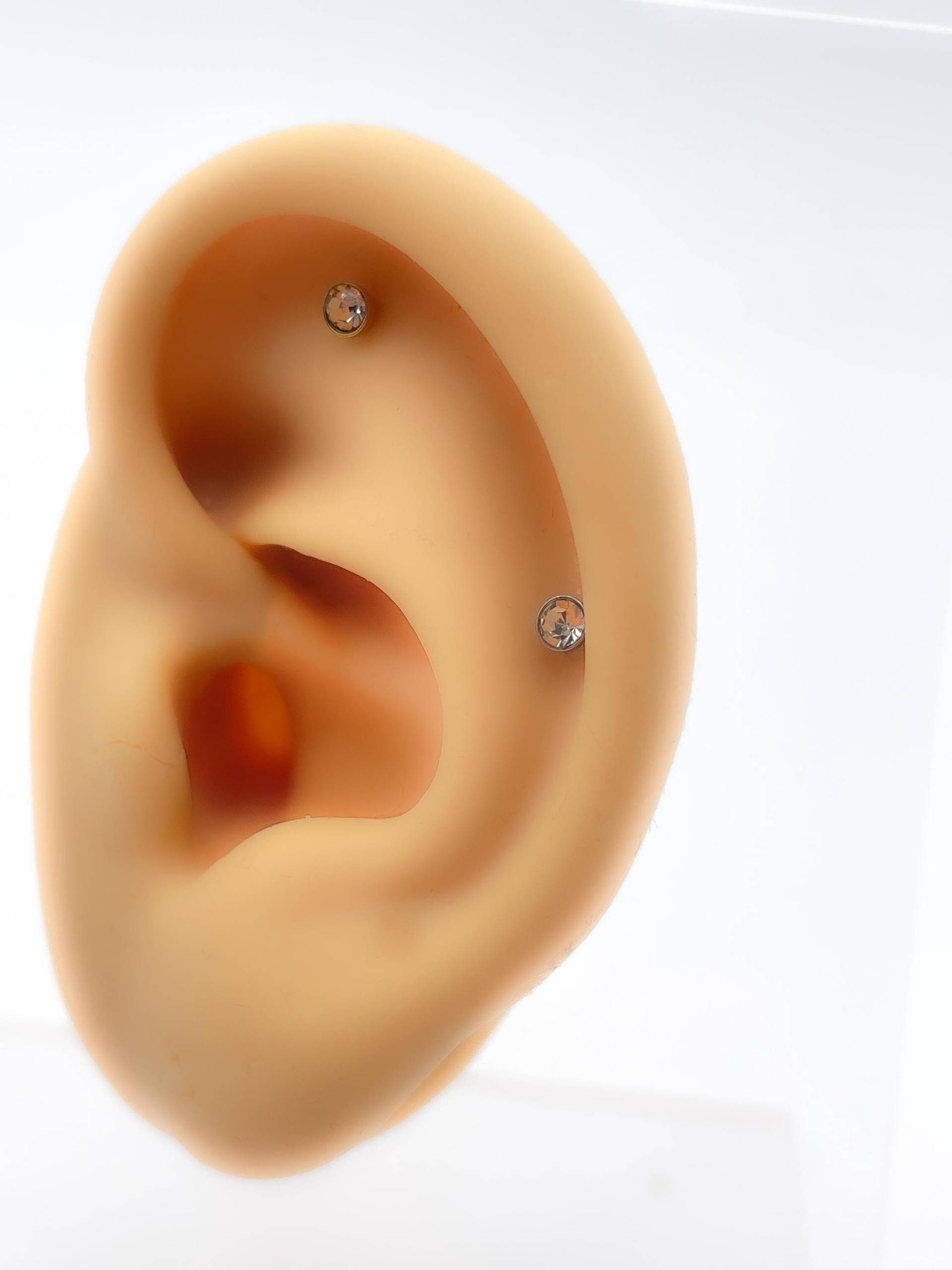 Piercing Chirurgen Stahl Silber Vergoldet Lippen Helix Knorpel Strass 219 von Siristat