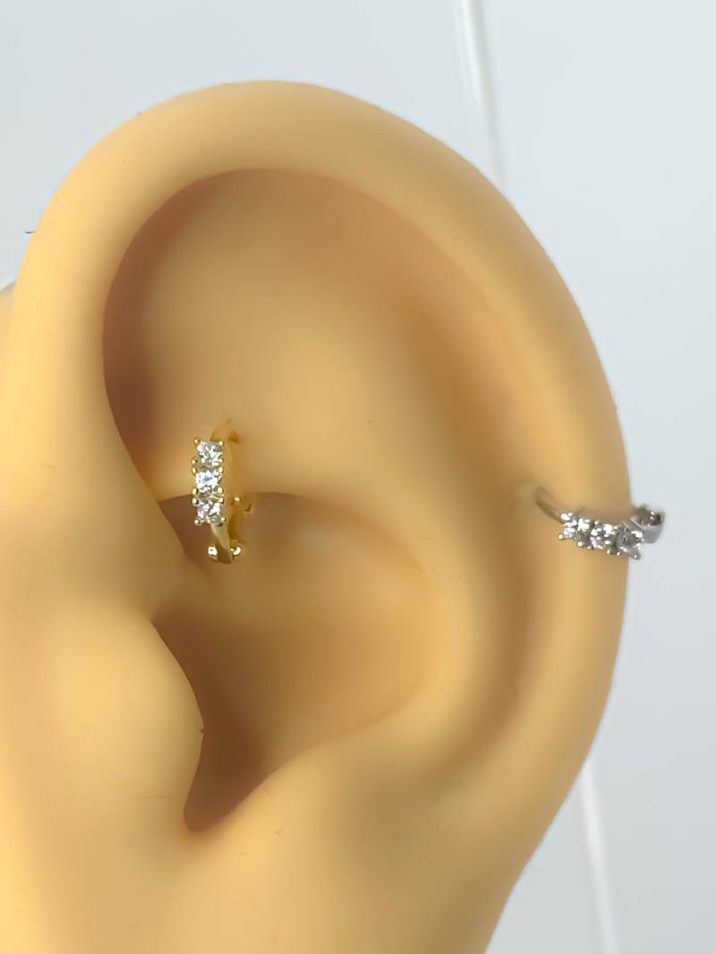 Piercing Hoop 925 Silber Vergoldet #231 Knorpel Ring Zirkonia Strass Helix von Siristat