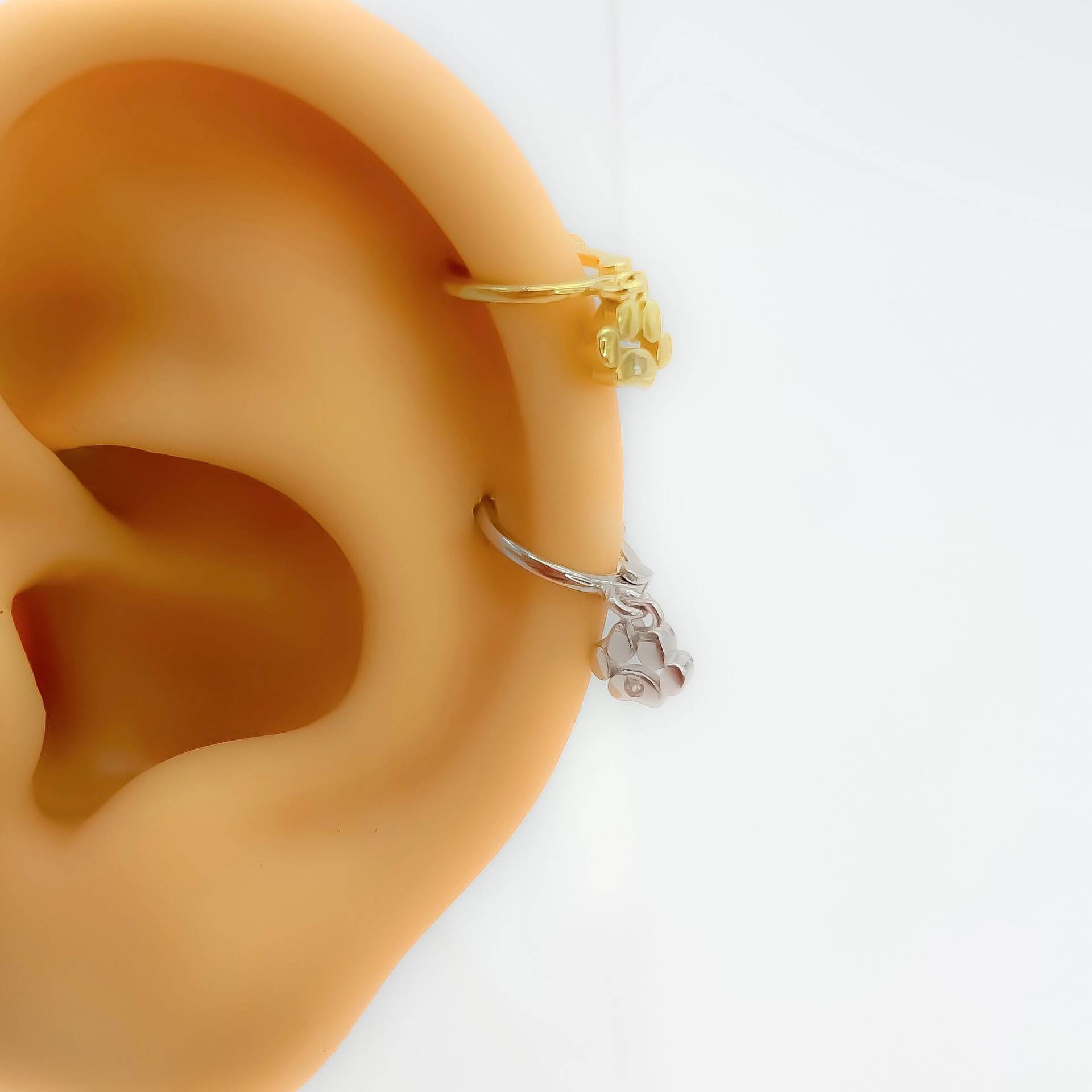 Piercing Hoop 925 Silber Vergoldet #313 Knorpel Zirkonia Boho Tier Katze Pfote Helix von Siristat