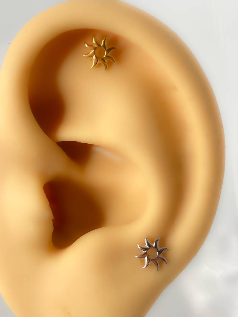 Piercing Nr.196 Helix 925 Silber Vergoldet Sonne Sun Stud von Siristat