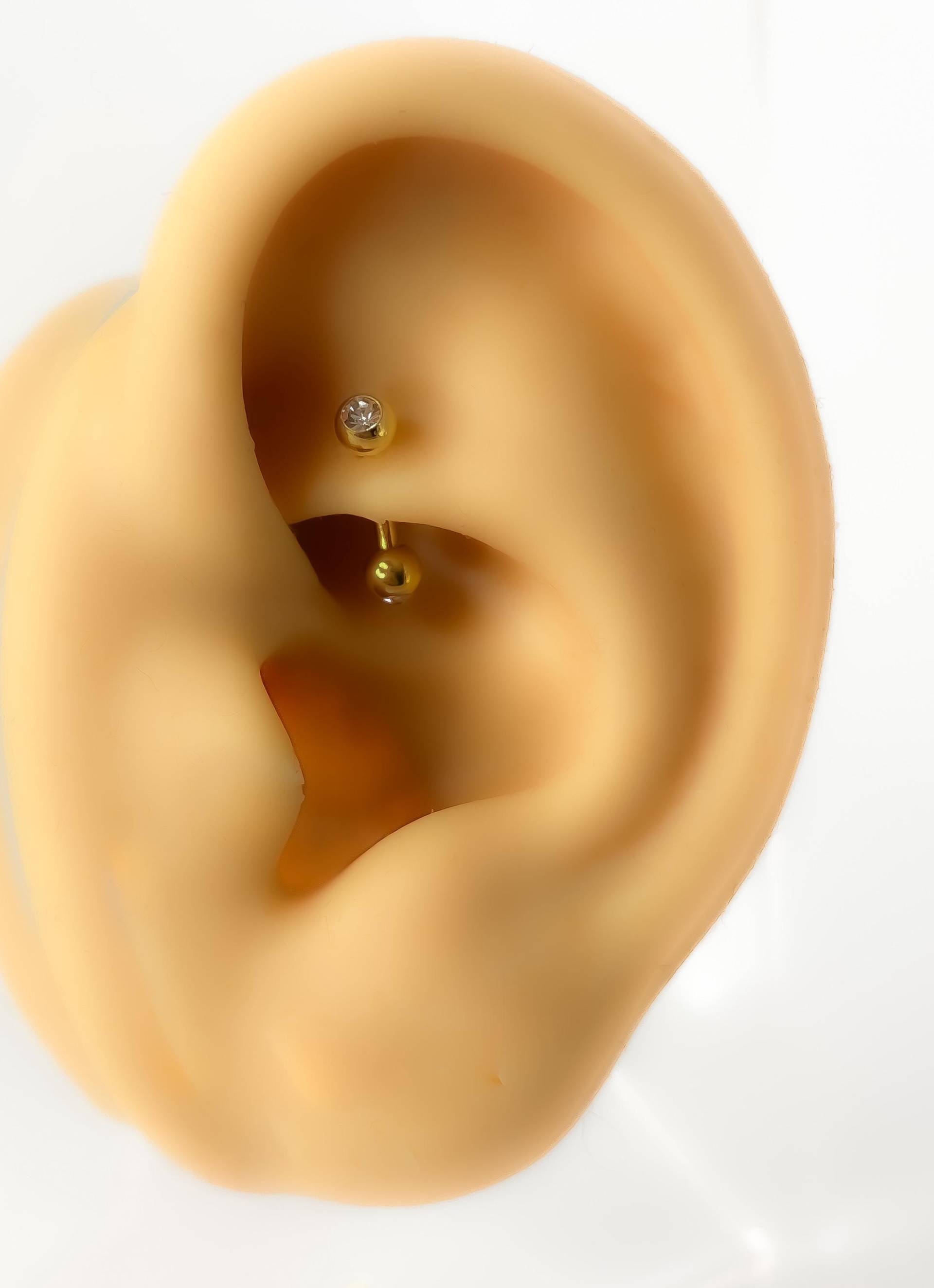 Piercing Nr.94 Chirurgen Stahl Rook Hahn Hantel Banane Vergoldet Strass von Siristat