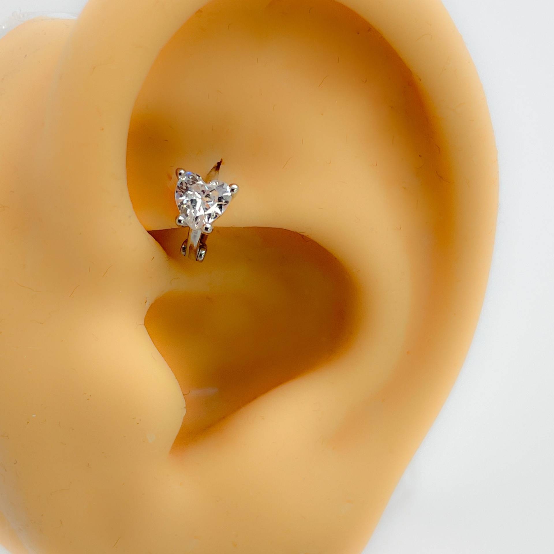 Rook Helix Piercing #284 925 Silber Herz Cubic Zirkonia Mini Hoop Tiny Ring Hahn von Siristat