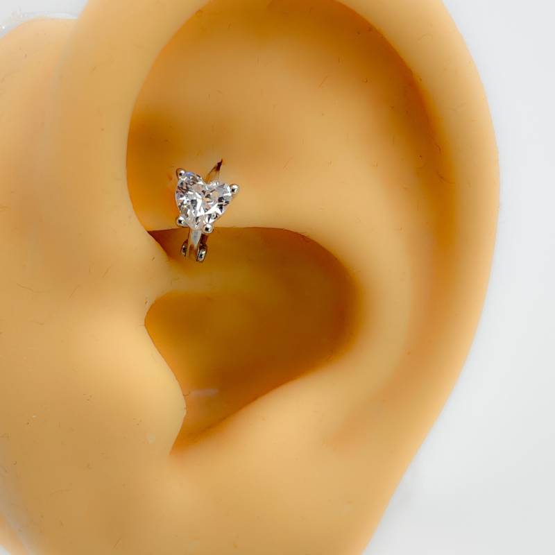 Rook Helix Piercing #284 925 Silber Herz Cubic Zirkonia Mini Hoop Tiny Ring Hahn von Siristat