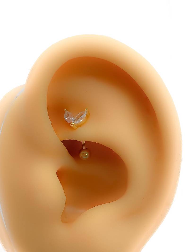 Rook Piercing #274 925 Silber Vergoldet Blume Hahn von Siristat