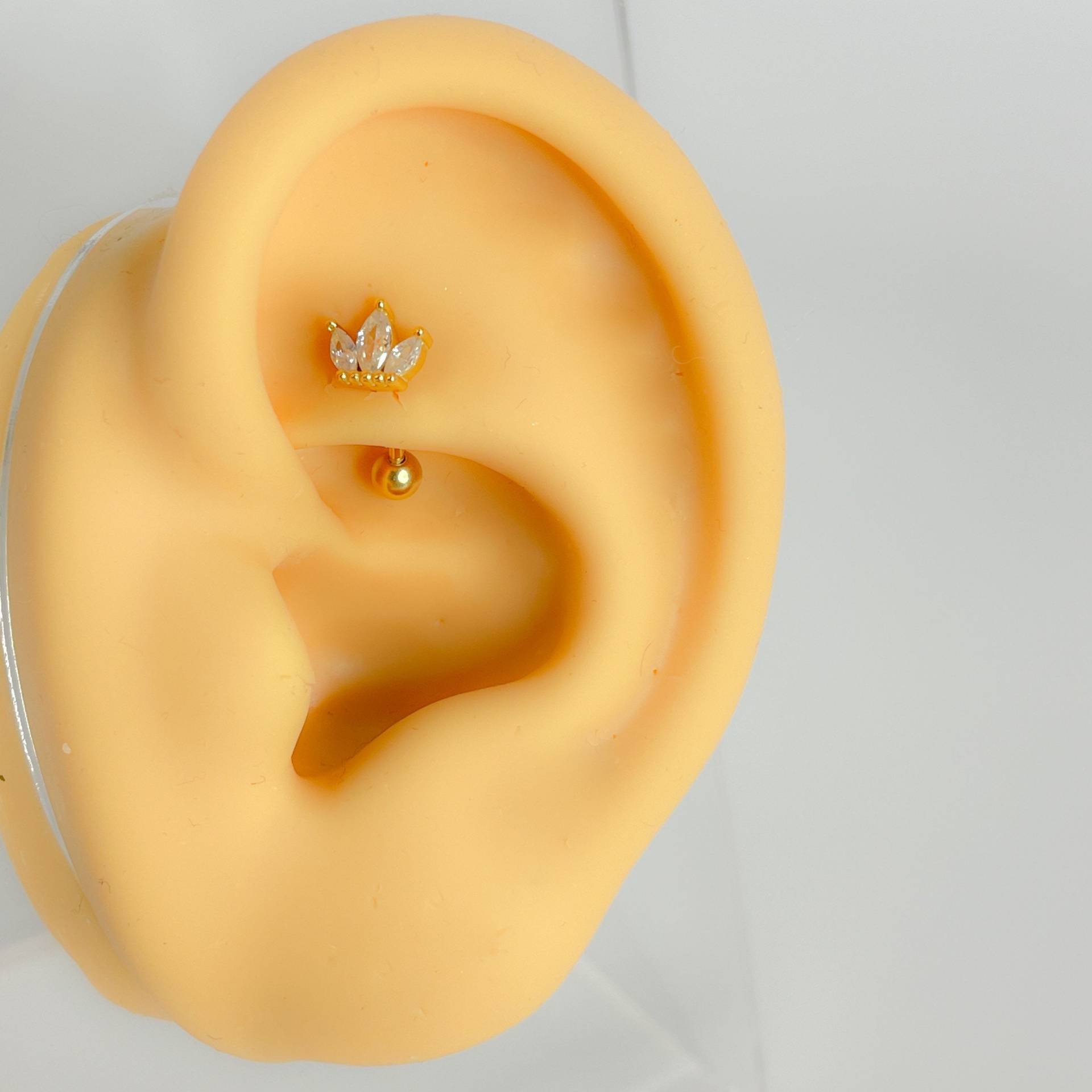 Rook Piercing 925 Sterling Silber Vergoldet Lotus #240 von Siristat