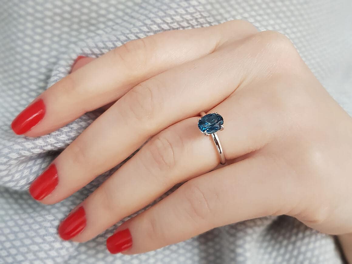 Chunky London Blauer Topas Verlobungsring, Einzigartiger Solitärring, 14K Gold Vorschlag Ring, Brautschmuck, Edelstein Versprechen Frauen Geschenk von SiriusDiamond