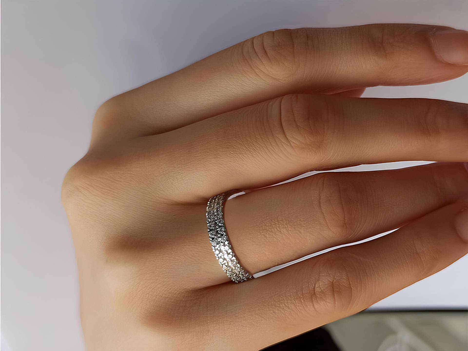 Doppelter Ewigkeitsring, Ewigkeitsring Mit Echten Diamanten, Ehering Aus 14 Karat Gold, Halber Handgefertigter Schmuck, Jubiläumsgeschenk von SiriusDiamond