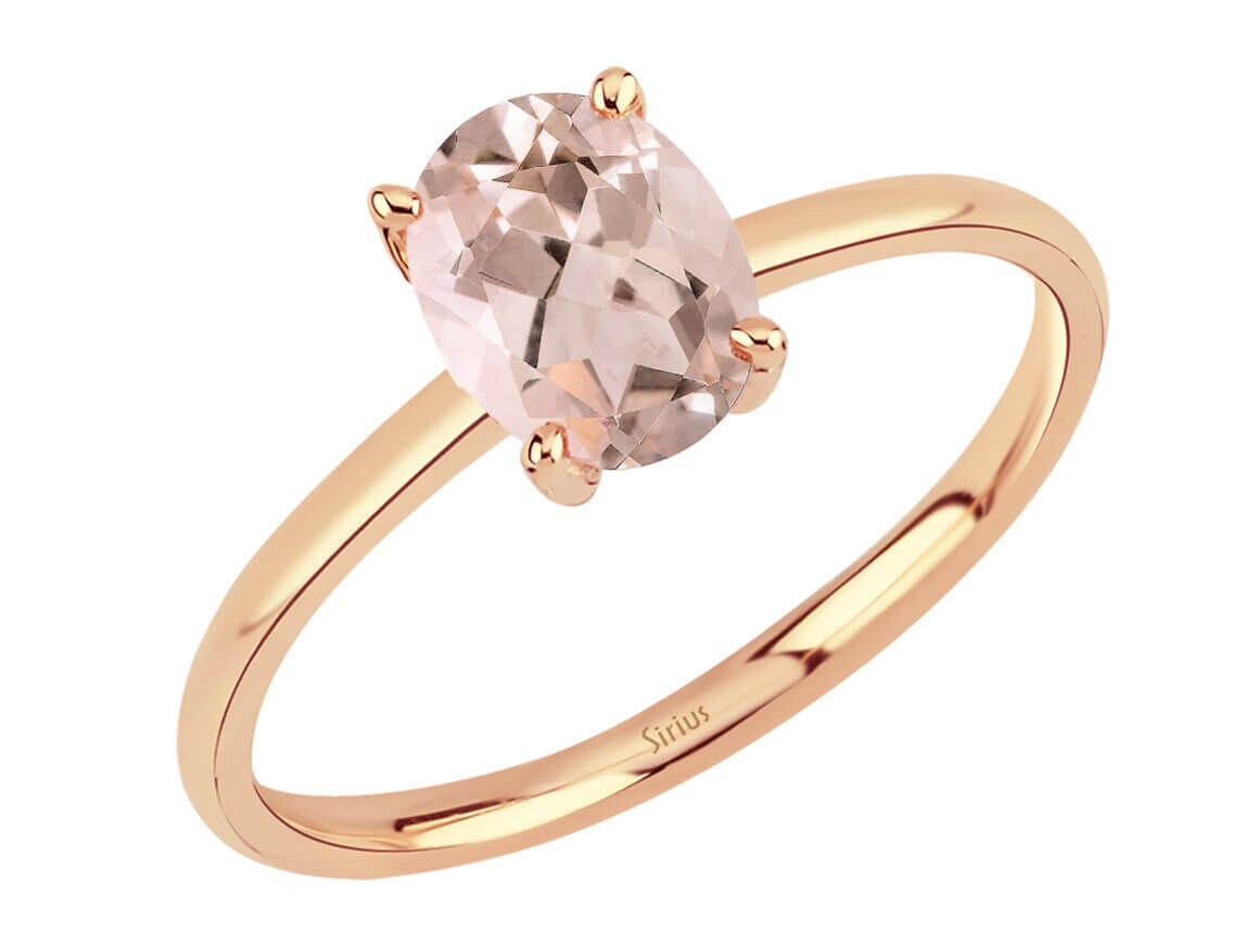 Oval Cut Morganit Solitär Ring, Gold Verlobungsring, Edelstein Versprechen Einzigartiger Vorschlag Handgemachter Schmuck, Muttertagsgeschenk von SiriusDiamond