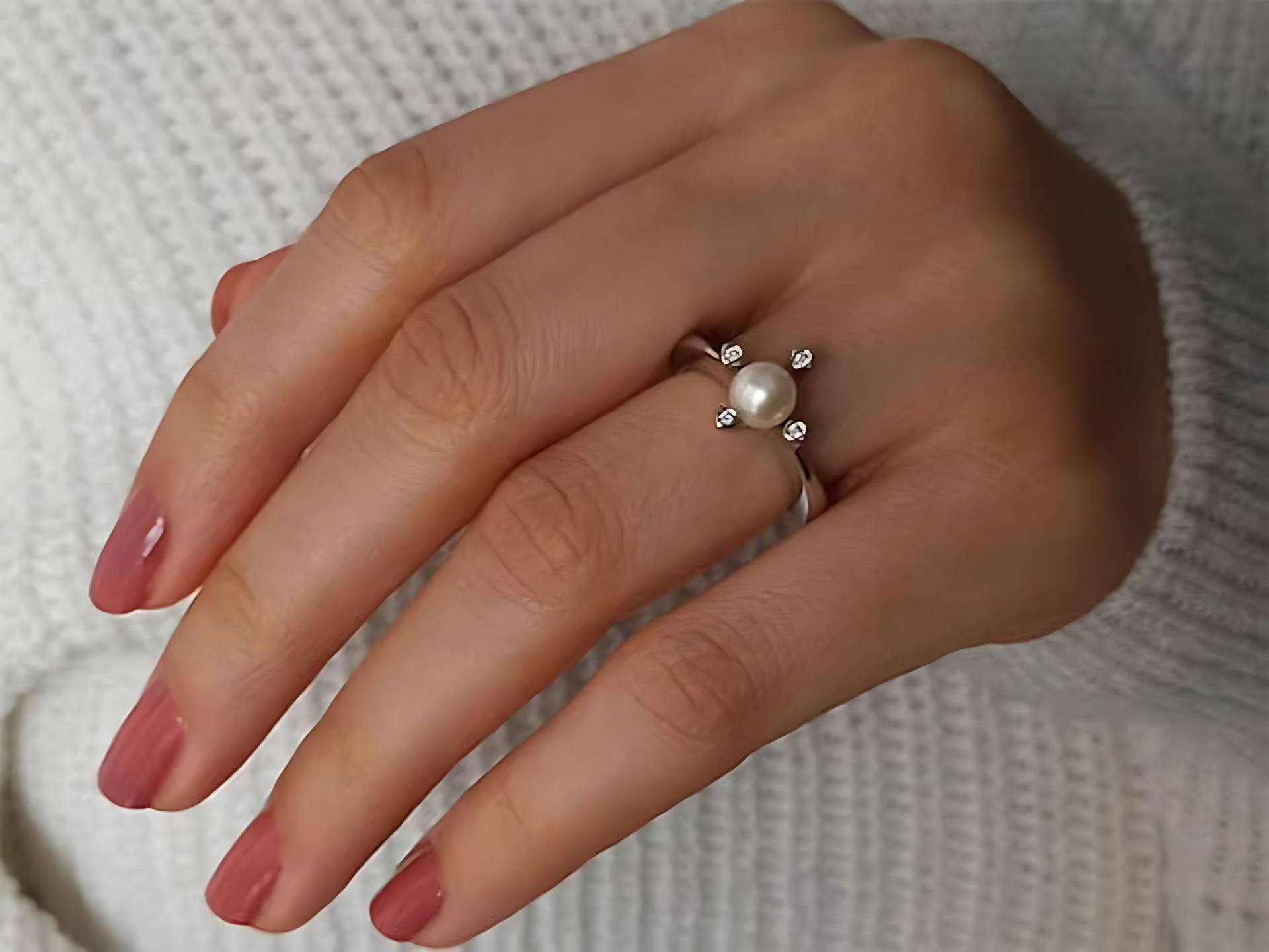 Perlmutt-Frauen-Ring, Echte Diamanten Statement Ring, 14K Gold Edelstein-Ring, Luxus Schmuck, Handgemachter Versprechen Geschenk Für Sie von SiriusDiamond