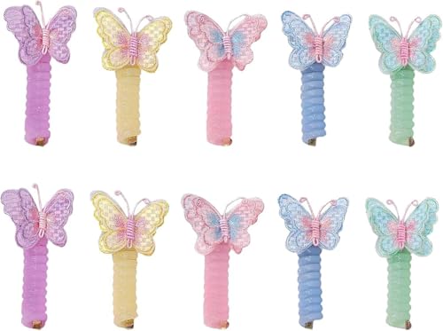 10 x Telefondraht-Haarbänder für Kinder, bunte Handyschnur, Haargummis, Spiralblume, Pailletten, dehnbarer Haarhalter, Schmetterlinge, geflochtene Handyschnur, Haarbänder für Mädchen von Sirseon