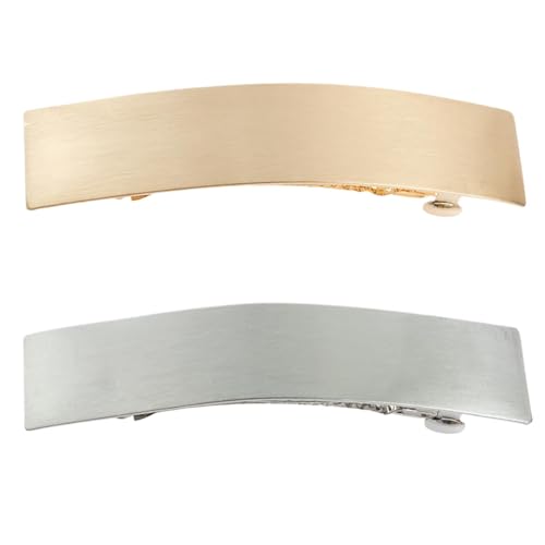 Flache Haarklammern für dünnes Haar, französische Haarclip | Große Barrettes für Mädchen,Mode rechteckige Gold Silber Metall Französisches Haar Barrettes Clips Accessoires für Frauen und von Sirseon