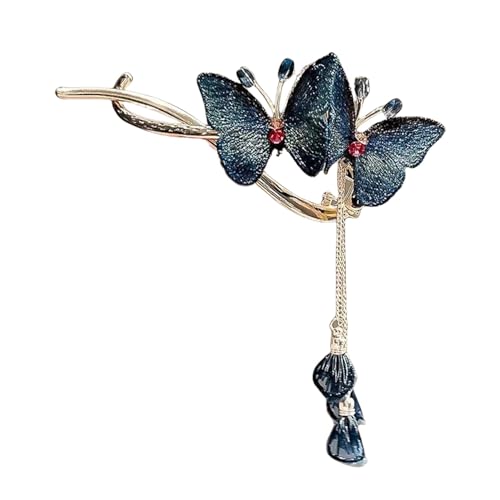 Haarspangen mit Schmetterlingen, Haarschmuck für Damen – Strass-Quaste, schickes Haar-Accessoire, rutschfester Griff, verziert mit Strasssteinen für den täglichen Gebrauch von Sirseon