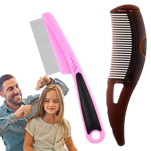 Sirseon Kamm zur Reinigung der Kopfhaut, Kamm zur Entfernung von Kopfhautablagerungen,Feine Zahn-Läuse-Bürste, Öl-Aufbau-Kopfhautkamm - Hohle Zahnläuse-Pick-Massage-Entfernungs-Haarbürste für Frauen von Sirseon