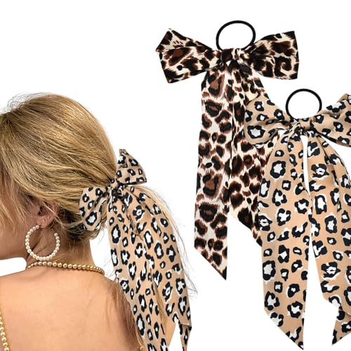 Lange Leoparden-Haargummis für Damen, Leopardenmuster, Haarschleifen für Teenager, Mädchen, Quaste, Haargummis für Frauen und Mädchen, langer Schwanz, Schleife für Haarschleife, 2 Stück, Lange Leoparden-Haargummis für Damen, Leopardenmuster, Haarschleifen für Teenager, Mädchen, Quaste, Haargummis für Frauen und Mädchen, langer Schwanz, Schleife für Haarschleife, 2 Stück, von Sisadodo
