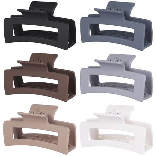 Sisiaipu Haarklammern, 8,9 cm, mittelgroß, 6 Stück, Haarspangen für Damen, quadratische Klauenklammern, rechteckige Clips für Haar, Bananen-Kiefer-Clips, Haarschmuck für Mädchen, Braungrau von Sisiaipu