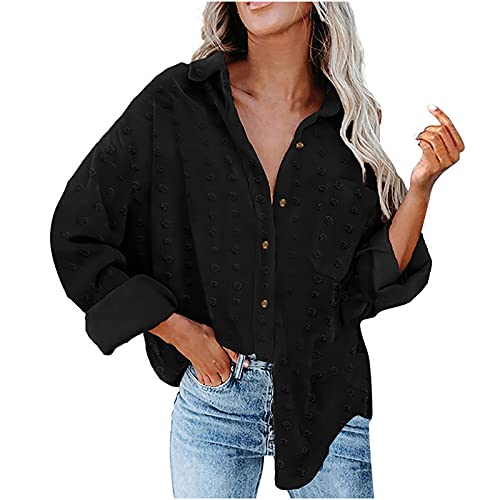 Damen Cord Shacket Shirt Button Down Hemd Lässige Langarm Oberteile Einfarbig Oversized BoyfriendJacke Bluse Freizeit Hemdbluse von Sisifa