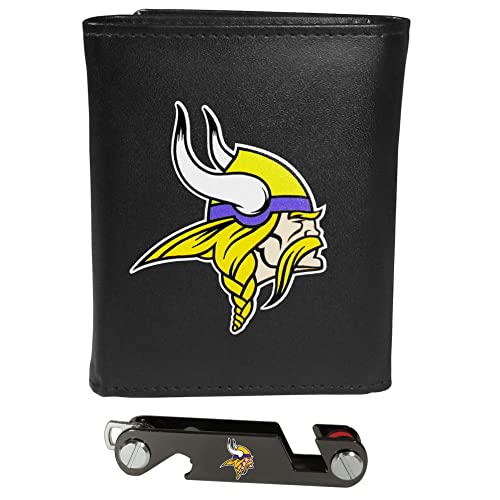 Siskiyou Sports NFL Minnesota Vikings Geldbörse und Schlüssel, Leder, dreifach faltbar, Einheitsgröße, Schwarz von Siskiyou