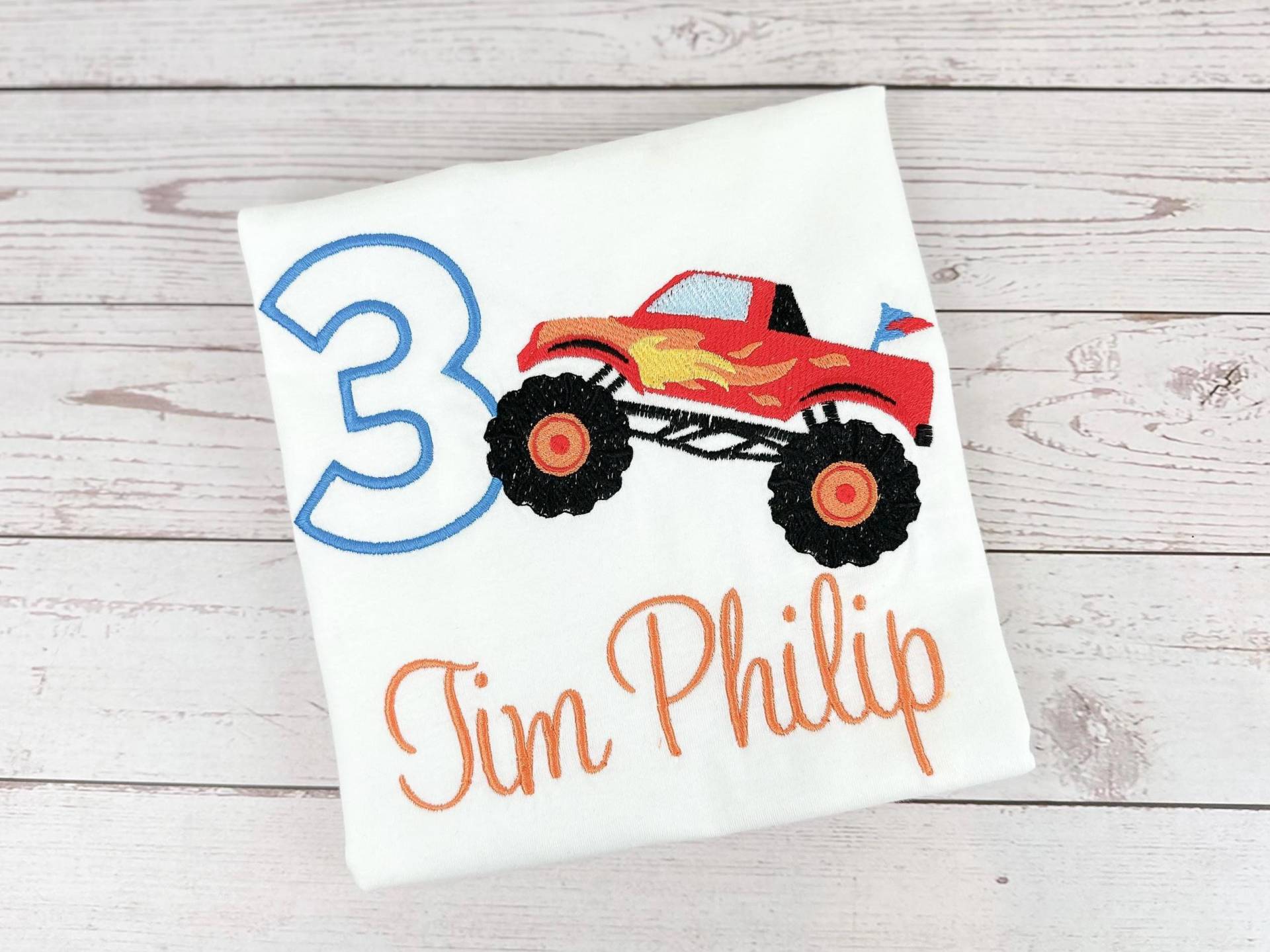 Geburtstagsshirt Monstertruck, T-Shirt Mit Auto, Geschenk Zum Geburtstag, Monstertruck Kindergeburtstag von Siskyshandmade