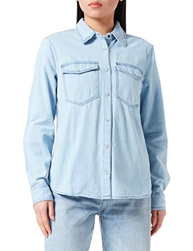 Sisley Damen 5FV6LQ028 Shirt, Light Blue Denim 911, L von SISLEY