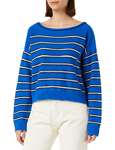 Sisley Damen Boat-neck Sweat.l/S 1198l102f Sweater, Bright Blue 903, XS EU von SISLEY