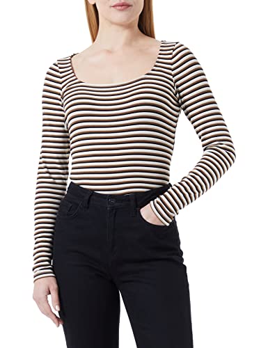 Sisley Damen T-shirt L/S 3fkul102p T Shirt, Brown And White Striped 903, L EU von SISLEY