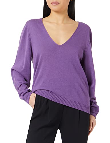 Sisley Damen V Neck L/S 109MM400E Sweater, Violet 1Y1, XS von SISLEY