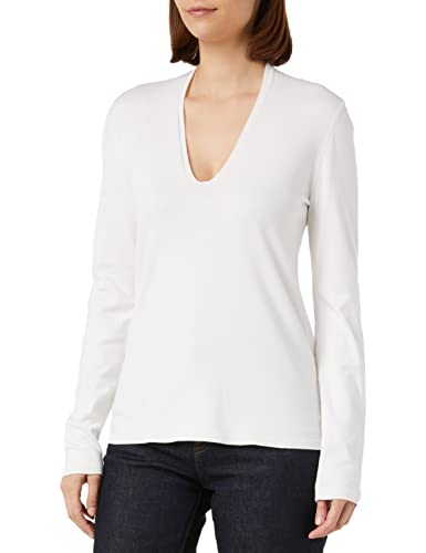 Sisley Damen V Neck L/S 14etm400h Sweater, White 074, S EU von SISLEY