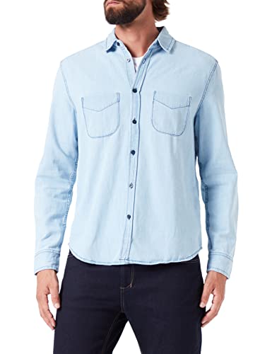 Sisley Herren 5FV6SQ017 Shirt, Light Blue Denim 911, XXL von SISLEY