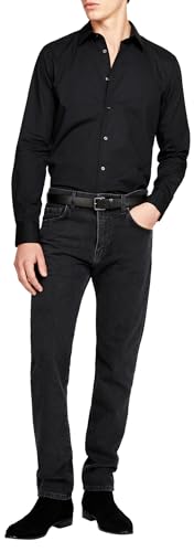 Sisley Herren skjorte 5cnx5ql19 Shirt, Black 100, 42 EU von SISLEY