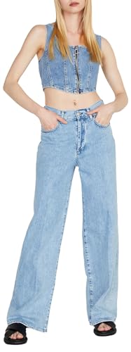 Sisley Womens Trousers 48I3LE027 Pants, Light Blue Denim 901, 28 von Sisley