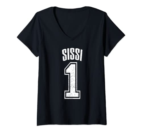 Damen Sissi Supporter Number 1 Größter Fan T-Shirt mit V-Ausschnitt von Sissi Support Kleidung & Geschenke für Fans
