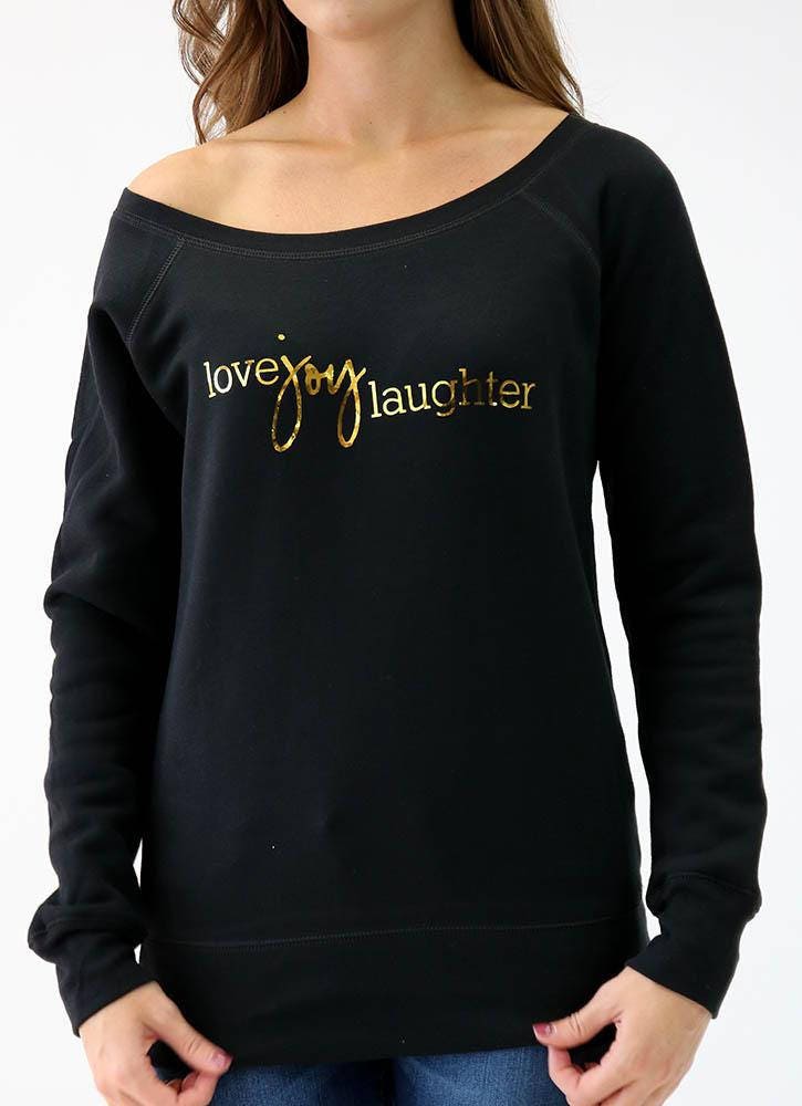 Liebe Freude Lachen Wideneck Sweatshirt von SissiandCo