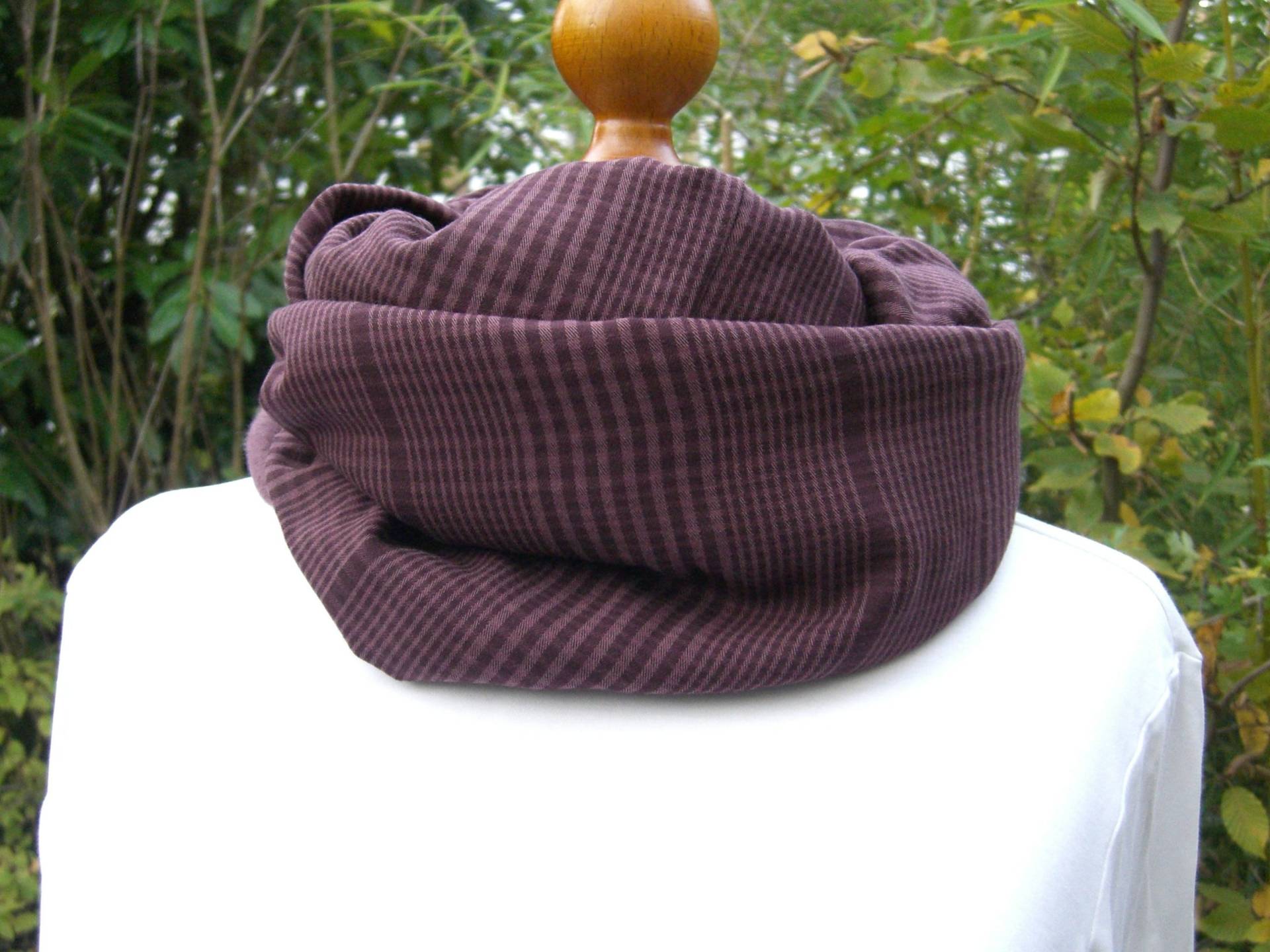 Bio Sweat Kaschmir Tencel Two-Tone Plaid Maroon, Loop, Schal, Bordeaux, Karo, Kariert, Breit, Lang von SissiundFroschkoenig