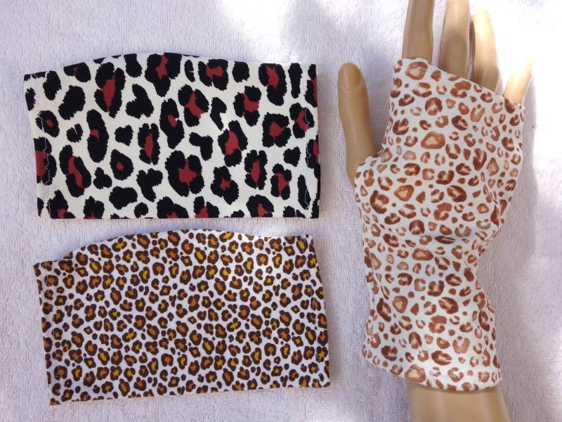 Oekotex Jersey, Neurodermitis, Ekzem, Leichte Stulpen, Daumenloch, Fingerlose Handschuhe, Sommerstulpen, Leo, Fächer, Ringel von SissiundFroschkoenig