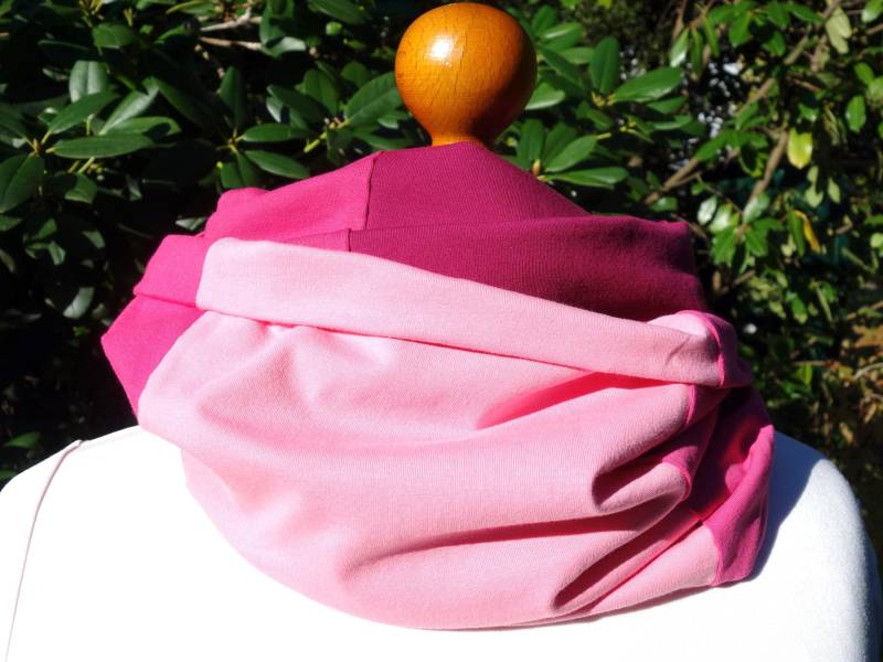 Rosa, Pink, Loop, Loopschal, Doppellagig, Rose, Altrosa, Streifen, Oekotex Jersey, Baumwolle von SissiundFroschkoenig