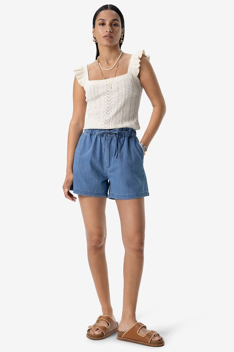 Blauwe High Waist Denim Shorts Met Aantrekkoord von Sissy-Boy